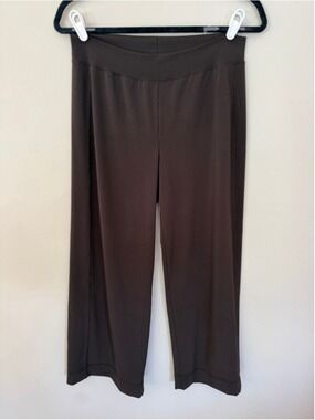 CAbi Brown Crop Wide Leg Slinky Athleisure Pants Size M EUC